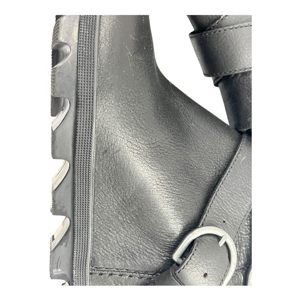 Sorel Women's Black Leather Joan of Arctic Wedge II Buckle Boot Preowned - Picture 4 of 13